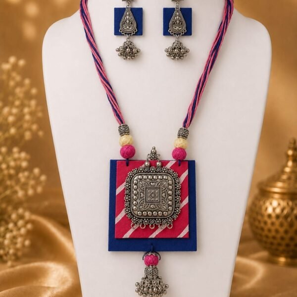 Crimson Noir Mandala Jhumka Set