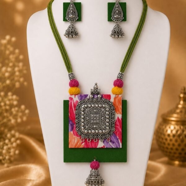 Noir Ruby Mandala Jhumka Set